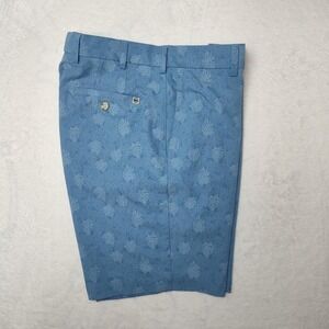 Peter Millar Shorts Mens 32 Blue 9" Tropical Floral Stretch Chino Golf Casual